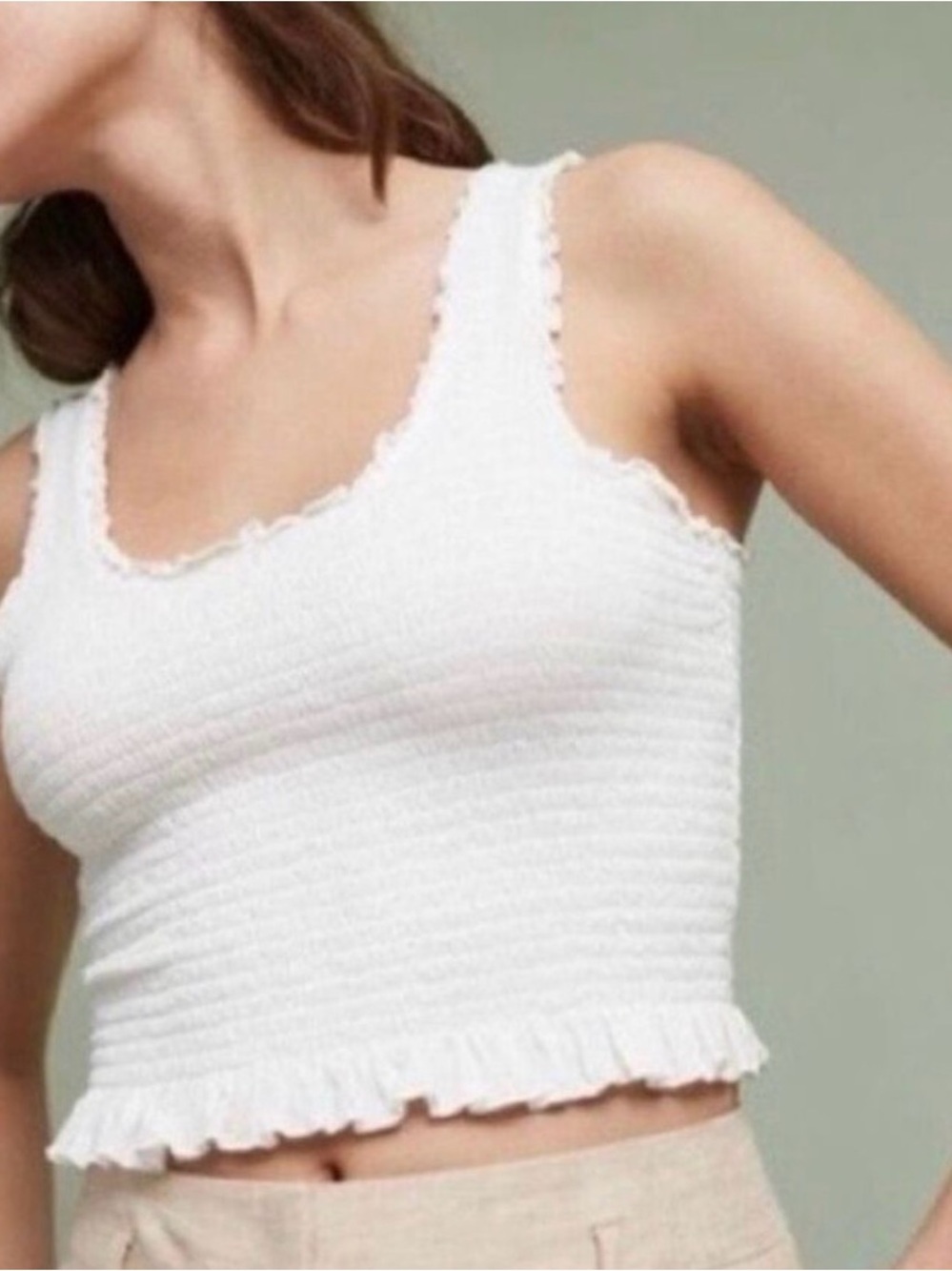 Floreat for Anthropologie Smocked Crop Tank